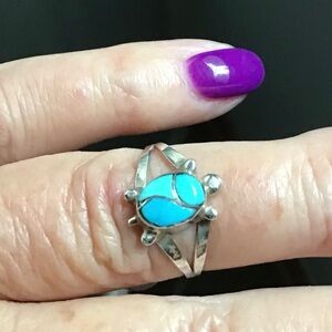 ✅Firm Price✅Turquoise Turtle Silver Ring